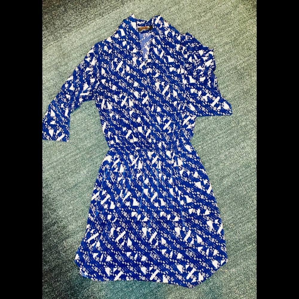 Reneec. Blue and white dress